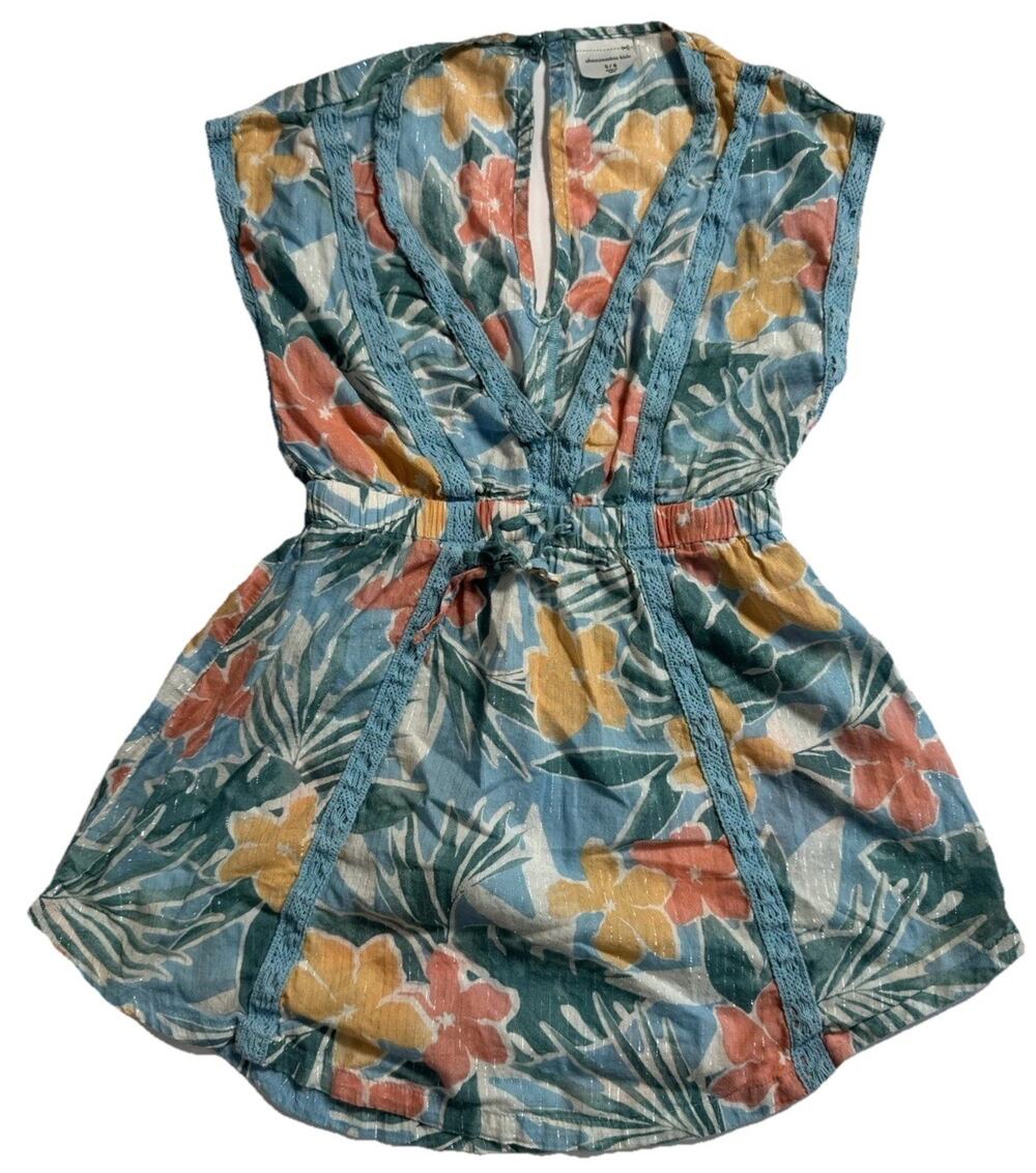 Abercrombie Kids Tropical Floral Romper Girls Size 5/6 Cut Out Back